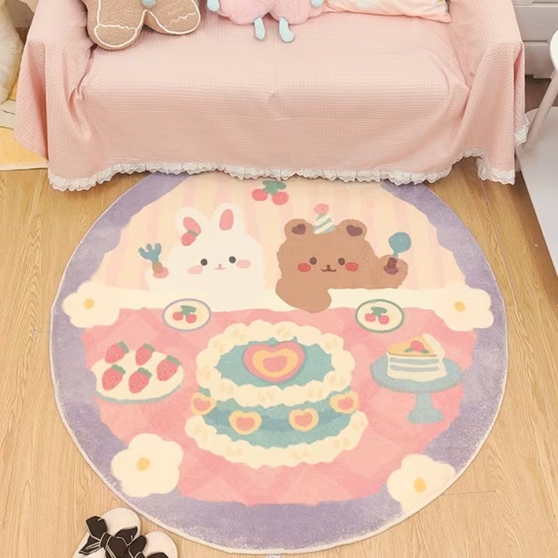 Commercial Printing Format - 귀여운 토끼 곰 케이크 프린트 라운드