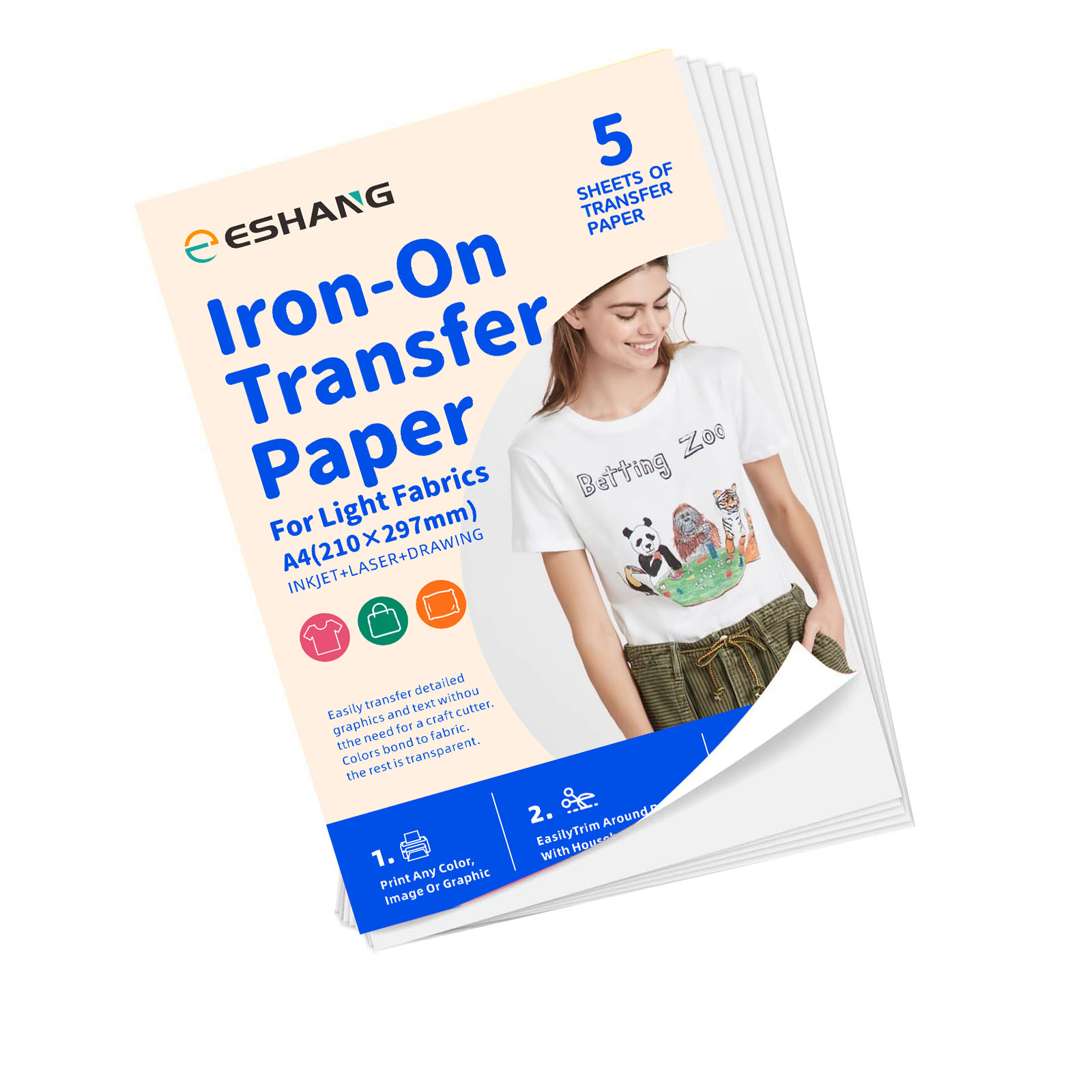 5매 A4 티셔츠용 열전사 용지 빛과 흰색 직물용 잉크 - Printable Heat Transfer Vinyl 리뷰 및 가격