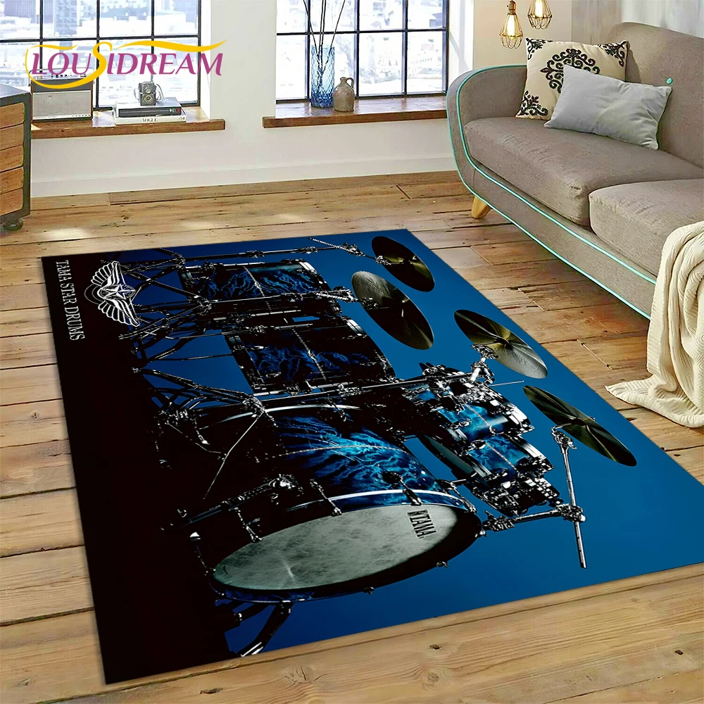 드럼 키트 음악 악기 드럼 세트 홈 거실 용 카펫 러그 - Commercial Printing For Sale 리뷰 및 가격